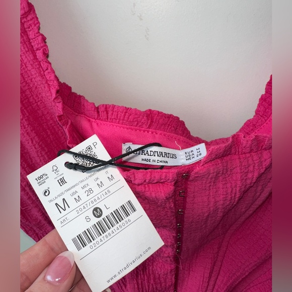 Stradivarius textured corset top in pink NWT - Picture 3 of 6